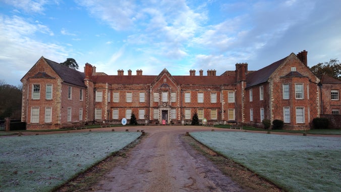 A view of The Vyne house from the South Drive in Winter.